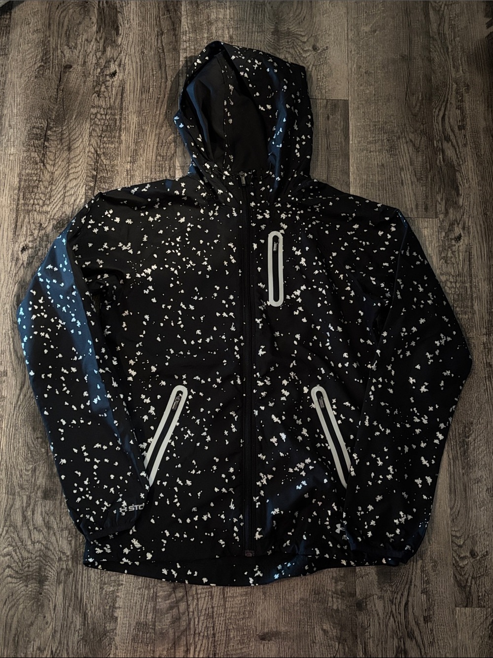 Under Armour Windbreak Jacket -  Black with Reflective Speckle Print -Size Small